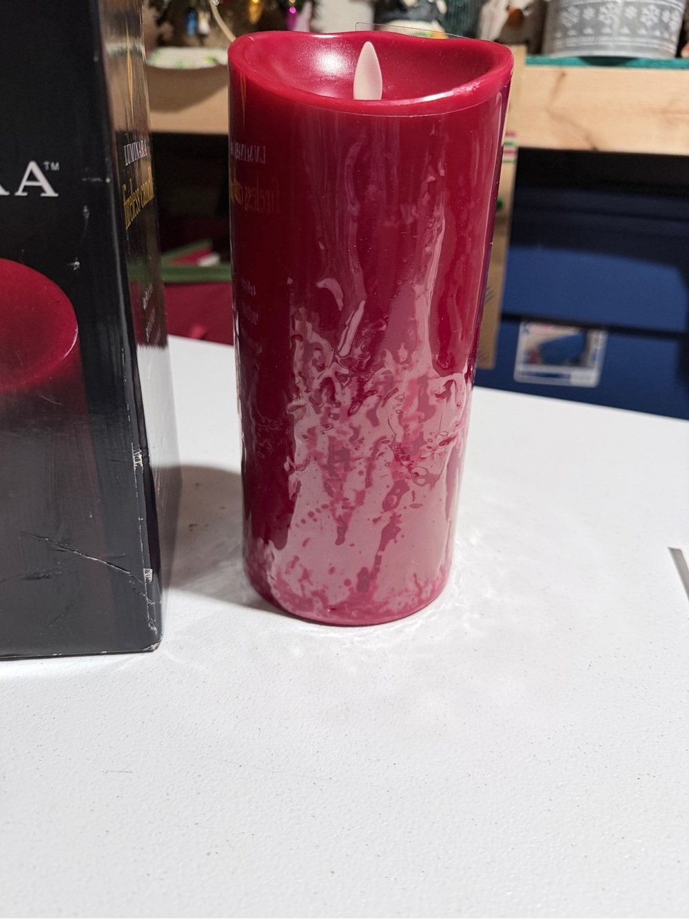 Luminara Deep Red Flameless Pillar Candle